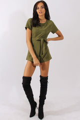 Khaki Tie Back Playsuit - Lunah