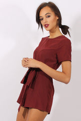 Wine Tie Back Playsuit - Lunah