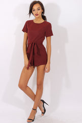 Wine Tie Back Playsuit - Lunah