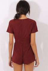 Wine Tie Back Playsuit - Lunah