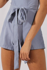Dusty Blue Tie Back Playsuit - Lunah
