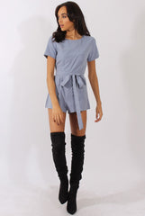 Dusty Blue Tie Back Playsuit - Lunah