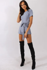 Dusty Blue Tie Back Playsuit - Lunah