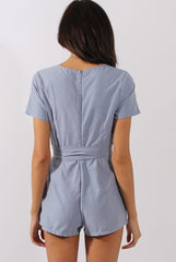 Dusty Blue Tie Back Playsuit - Lunah