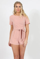 Dusty Pink Tie Back Playsuit - Lunah