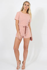 Dusty Pink Tie Back Playsuit - Lunah
