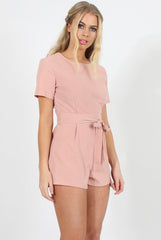 Dusty Pink Tie Back Playsuit - Lunah