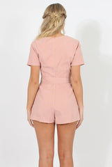 Dusty Pink Tie Back Playsuit - Lunah