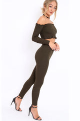 Khaki Ribbed Knit Co-ord - Luna