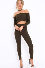 Khaki Ribbed Knit Co-ord - Luna