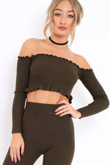 Khaki Ribbed Knit Co-ord - Luna