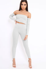 Silver Shimmery Ribbed Knit Co-ord - Luna