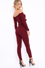 Wine Ribbed Knit Co-ord - Luna