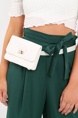 White PU Buckle Bum Bag Belt - Luva