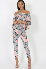 Peach Floral Off The Shoulder Co-ord- Lydia