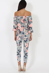 Peach Floral Off The Shoulder Co-ord- Lydia