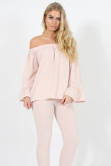 Nude Off The Shoulder Co-ord Set - Lydia