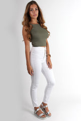 Lyla High Neck Khaki Crop Top