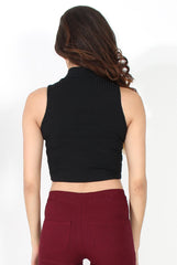 Lyla High Neck Black Crop Top