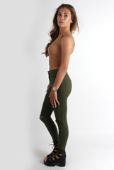Olivia Khaki High Waisted Super Skinny Jeans
