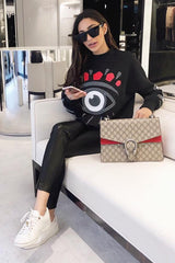 Black Eye Print Crew Neck Sweatshirt - Lynden