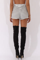 White Stripe Crochet High Waisted Shorts - Lyrah