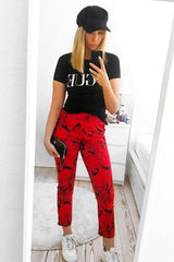 Red Camo Print Trousers - Lyza