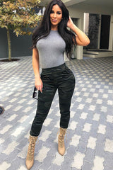 Khaki Camo Print Trousers - Lyza