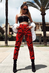 Red Camo Print Trousers - Lyza