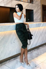 Khaki Camo Print Trousers - Lyza