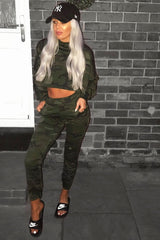 Khaki Camo Print Trousers - Lyza