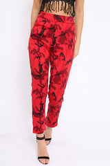 Red Camo Print Trousers - Lyza