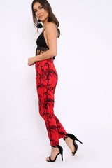 Red Camo Print Trousers - Lyza