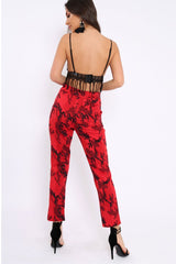 Red Camo Print Trousers - Lyza