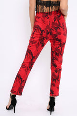 Red Camo Print Trousers - Lyza