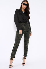 Khaki Camo Print Trousers - Lyza