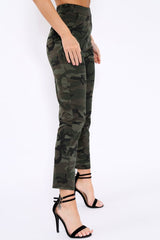 Khaki Camo Print Trousers - Lyza