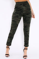 Khaki Camo Print Trousers - Lyza