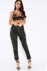 Khaki Camo Print Trousers - Lyza