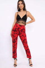 Red Camo Print Trousers - Lyza