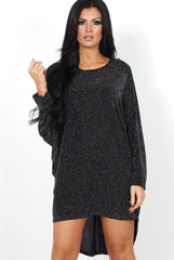 Menja Black Sparkle Drooped Back Dress