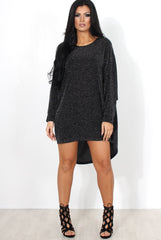 Menja Black Sparkle Drooped Back Dress
