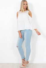 White Cold Shoulder Top - Emily