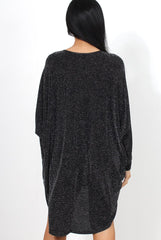 Menja Black Sparkle Drooped Back Dress