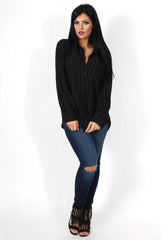 Laura Black and White Striped Shirt