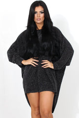 Menja Black Sparkle Drooped Back Dress