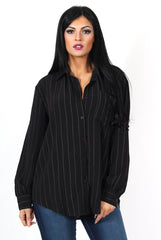 Laura Black and White Striped Shirt