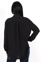 Laura Black and White Striped Shirt