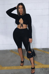 Black Jersey Stirrup Cycling Shorts - Maylee