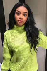 Lime Chunky Knit Jumper Dress - Maci